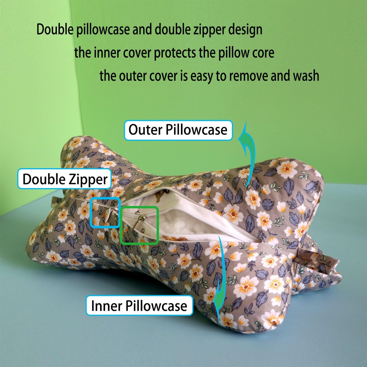 Neck & Cervical Pillows Dog Bone Shaped Travel Neck Pillows With Washable Removable Cover Have Loops On Either End For Car Bus Truck Driving Comfort Head Rest Support Neck Chiropractic Pillow ( Color