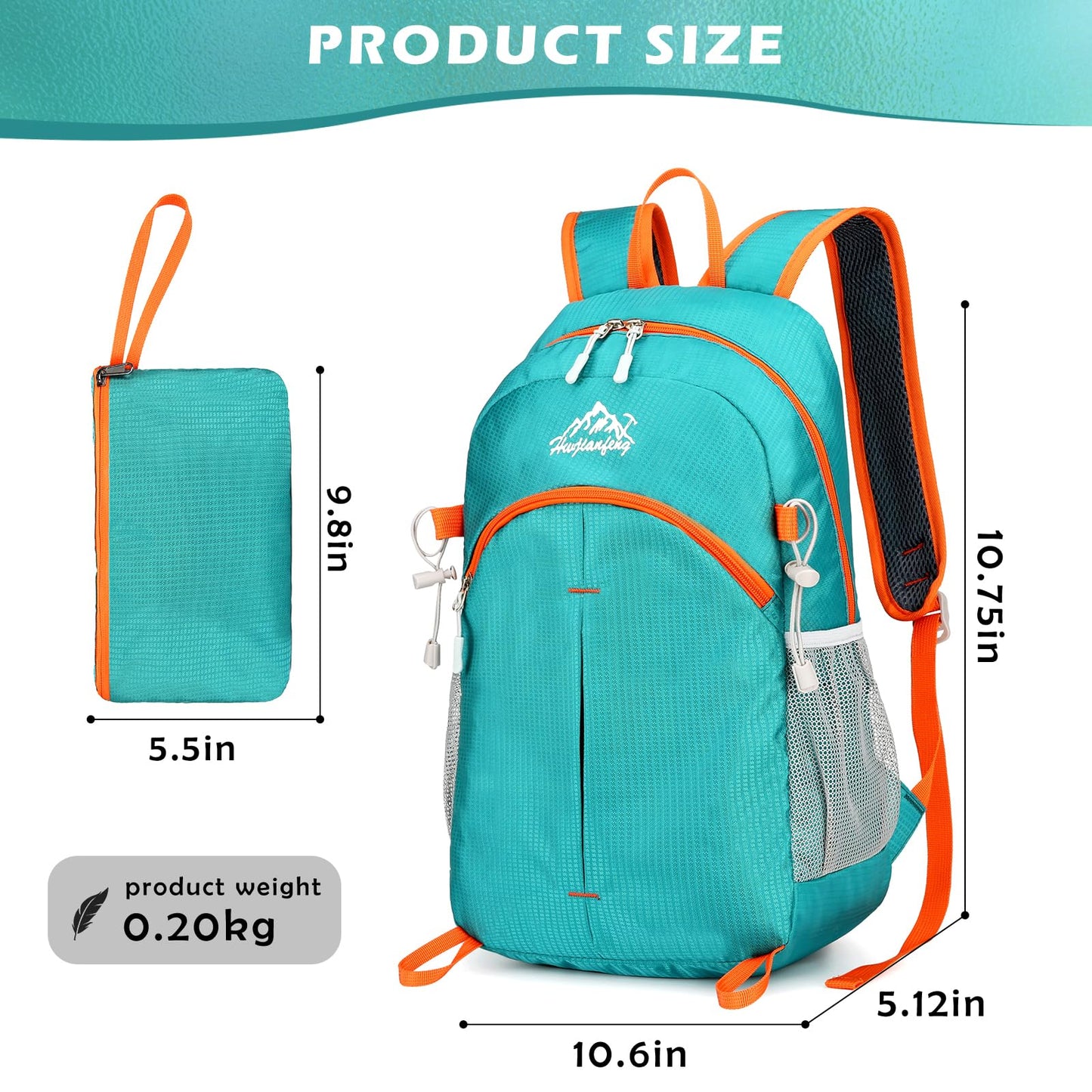 BiYiYun 20L Small Hiking Backpack for Men Women, Lightweight Foldable Daypack Water-resistant Travel Camping Packable Backpack (Green)