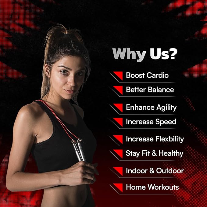 Jump Ropes for Fitness with 2 Jumping Rope Cables - Speed Jump Rope for Men and Women - Adjustable Skipping Rope - Speed Rope for CrossFit, Boxing, Exercise - Indoor and Outdoor Workout Essentials