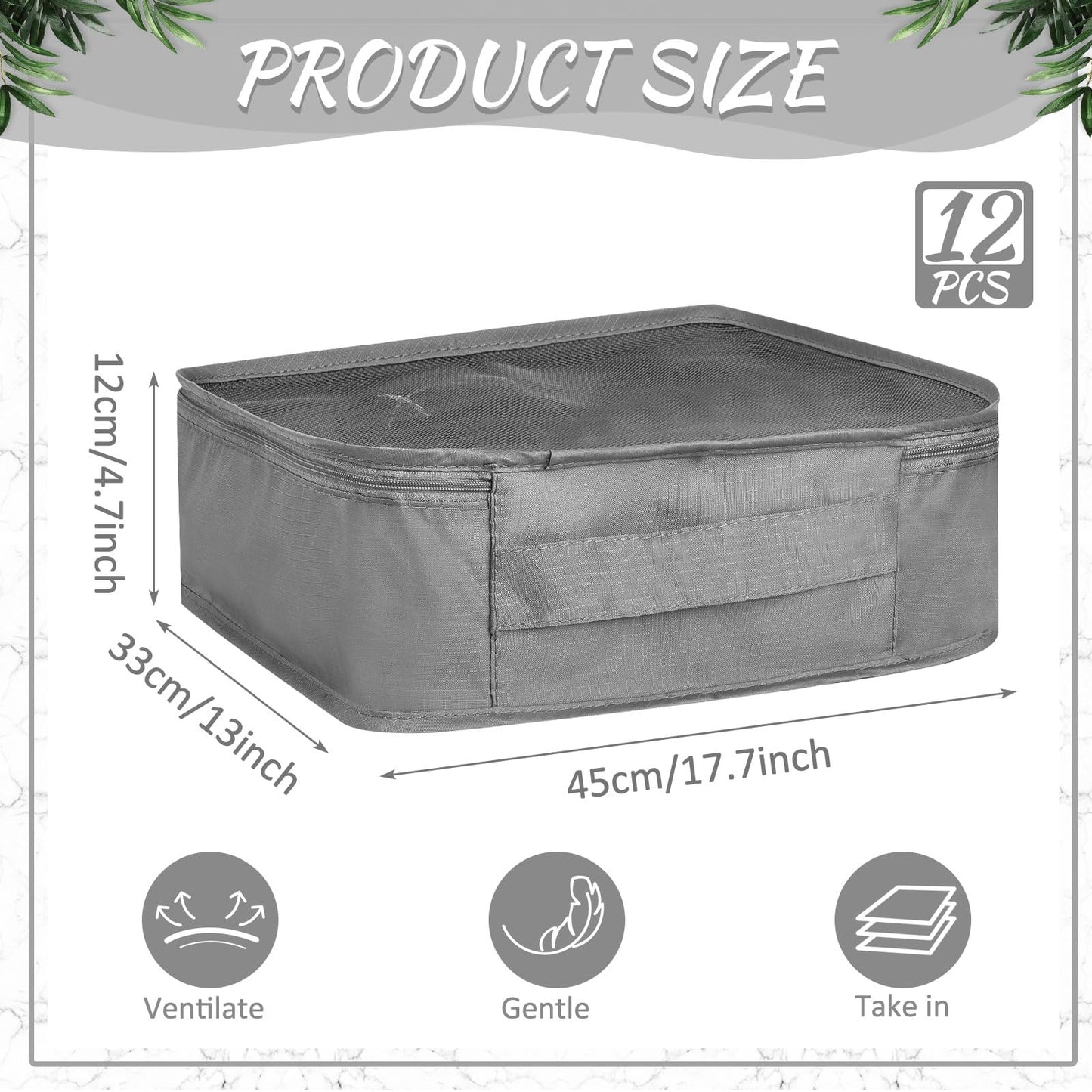 Silkfly 12 Pcs Packing Cubes for Suitcase Travel Luggage Bags Bulk Mesh Organizer Set for Hiking Camping Backpacking Clothes Accessories(Gray)