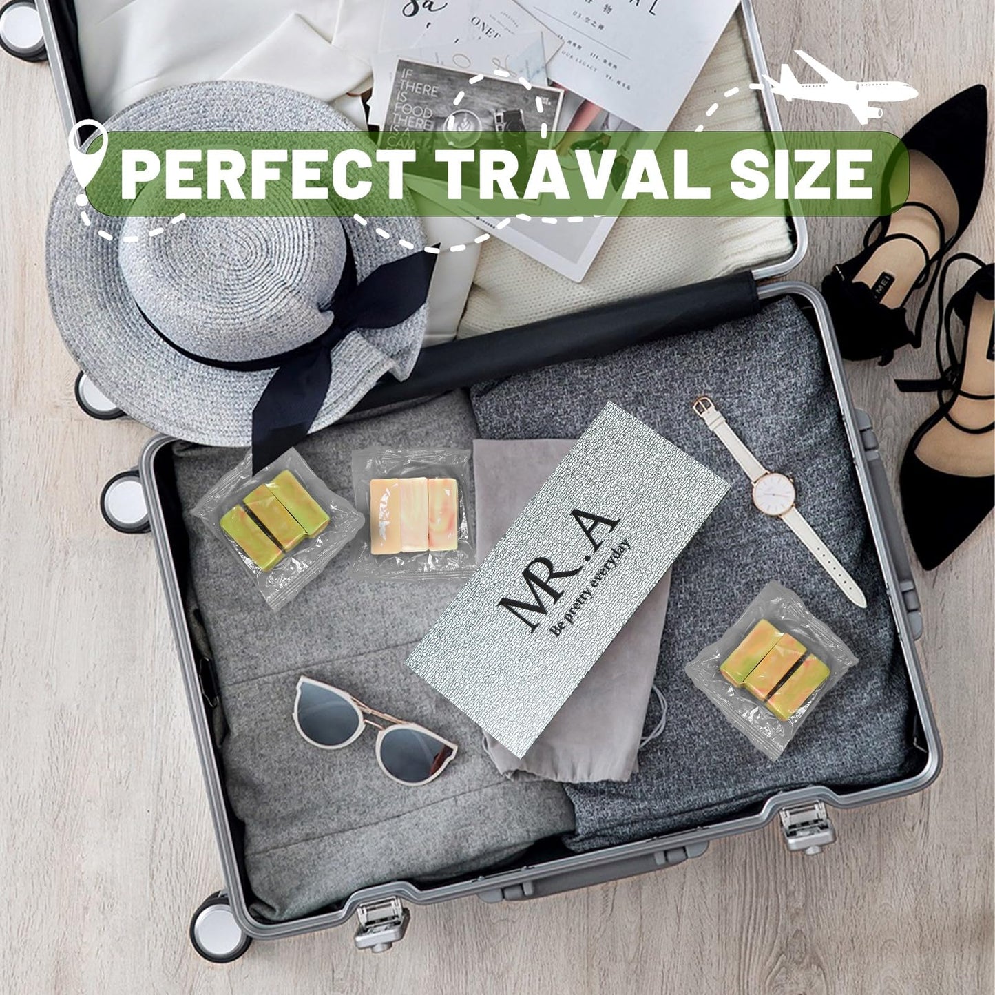 23pcs Handmade Travel Soap, Mini Olive Hand Soap Individually Wrapped, Body Bath Gentle Bars Men Women, Travel Size Toiletries for Homeless and Hotel, Essentials Wash for Guest Bathroom