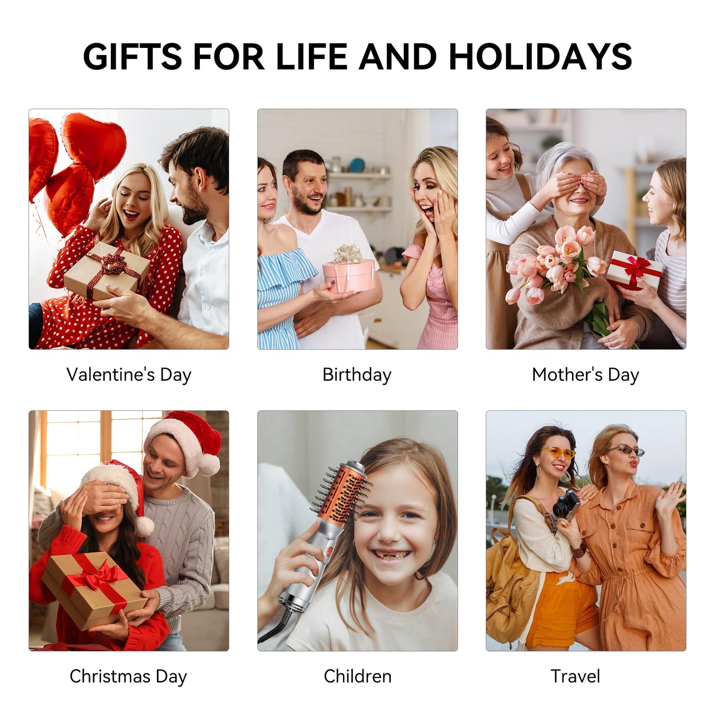 Double Voltage Mini Hair Dryer Brush,Traval Hair Brush 100-240V,3 Heat & 2 Speed Settings Oval Barrel Thermal Brush,Blow Dryer Brush for Dry,Straightening,Voluming