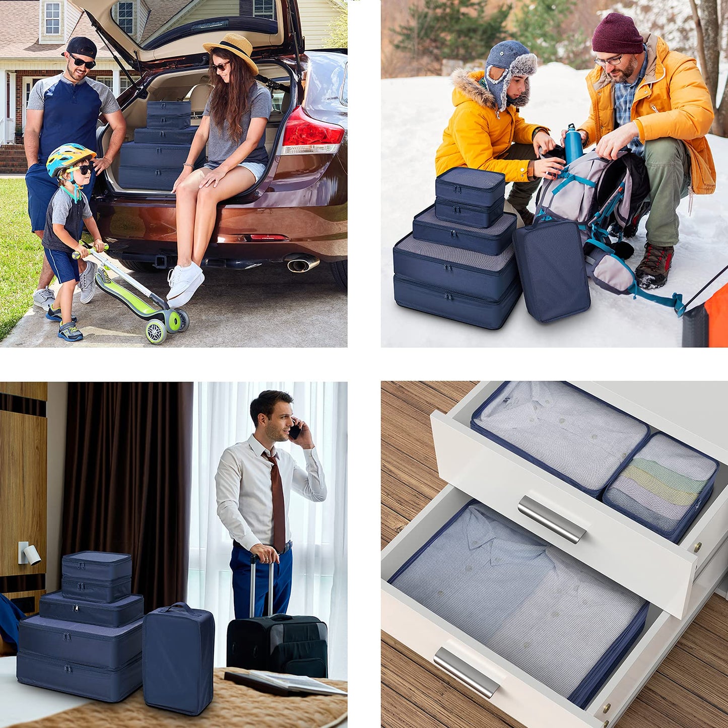 Packing Cubes for Carry On,Mossio 6 Pcs Ultralight Travel Organizer Accessories Navy Blue