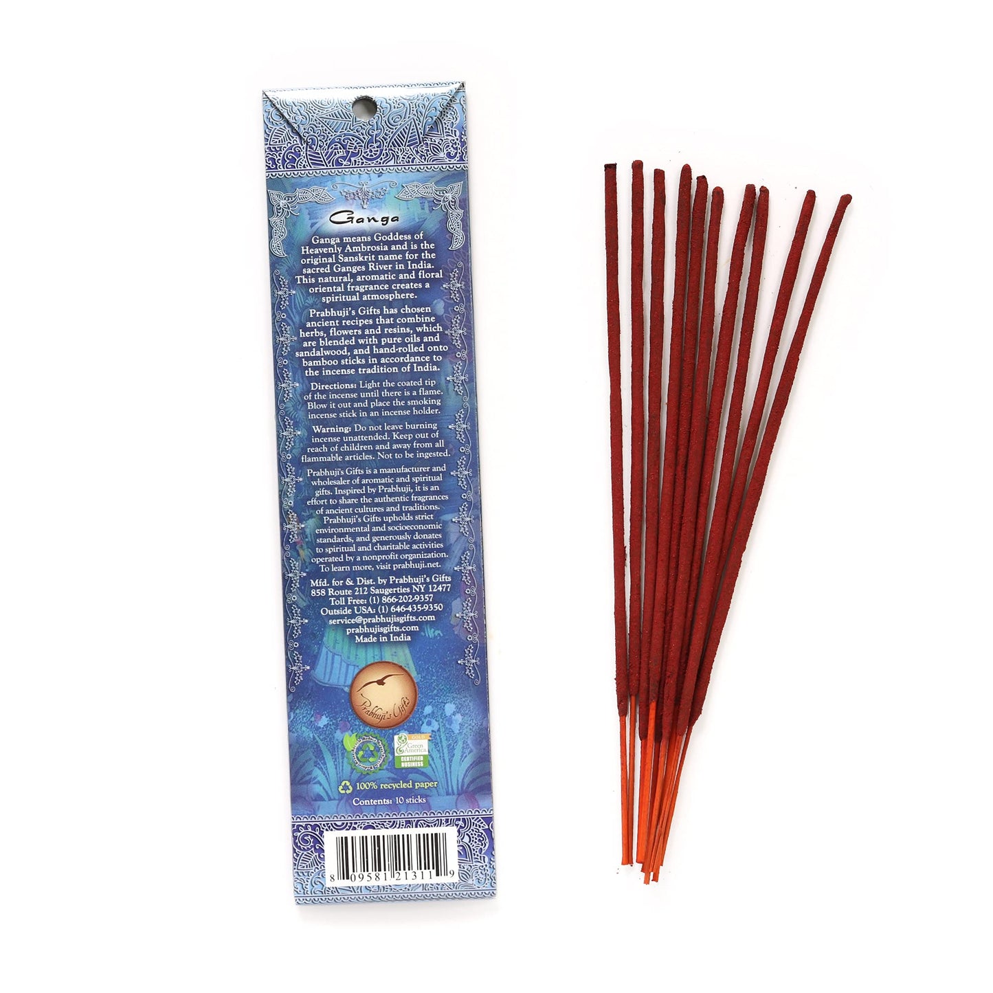 Prabhuji's Gifts Ganga Hand-Rolled Spiritual Incense Sticks from India - Aromatic Sticks - Stick Incense for Meditation - Yoga, Relaxation, & Aromatherapy Incense - Cinnamon, Lavender, and Jasmine
