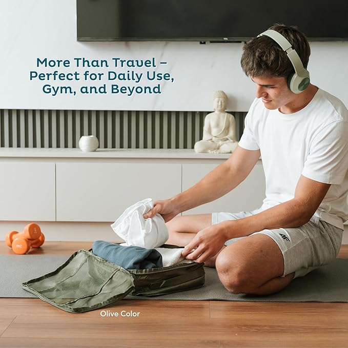 6-Pack Compression Packing Cubes Travel Essentials - Lightweight, Water-Resistant Luggage Organizer Bags with Handles, Durable Travel Accessories Suitcase Organizer (Teal)