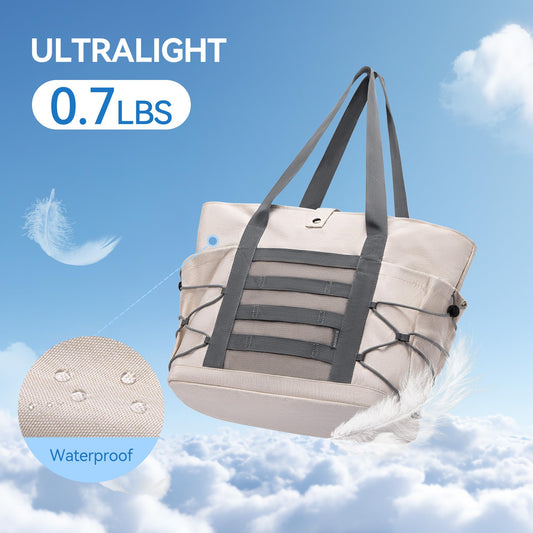 BOSTANTEN Travel Tote Bags for Women Foldable Beach Bag Waterproof Zipper Gym Sports Shopping Bag with Trolley Sleeve