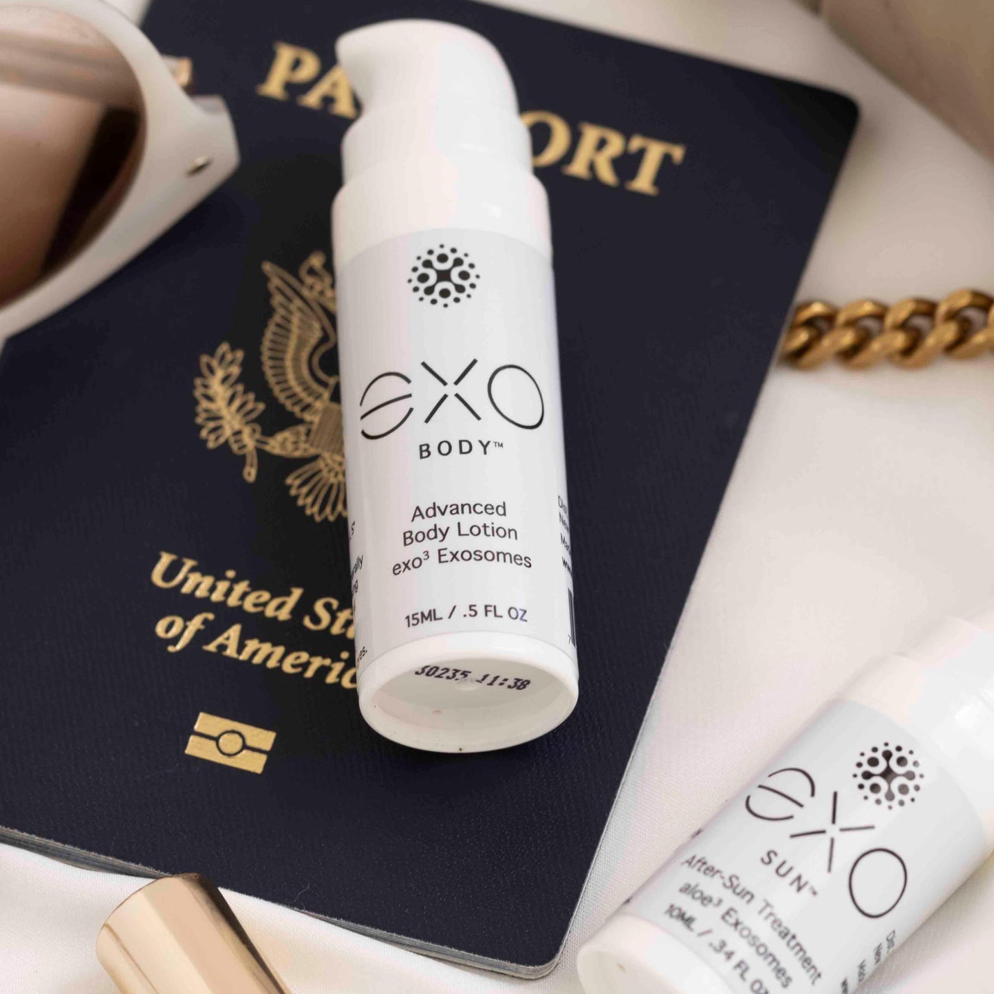 Exoceuticals Travel Size Assortment | Unprecedented Hydration | Innovative Exosome Skin Care Solutions | 4 travel-sized bottles (1 EXO BODY™, 1 EXO SUN™, 1 EXO FACE®, 1EXO MEN™) | 35ML / 1.18 fl oz
