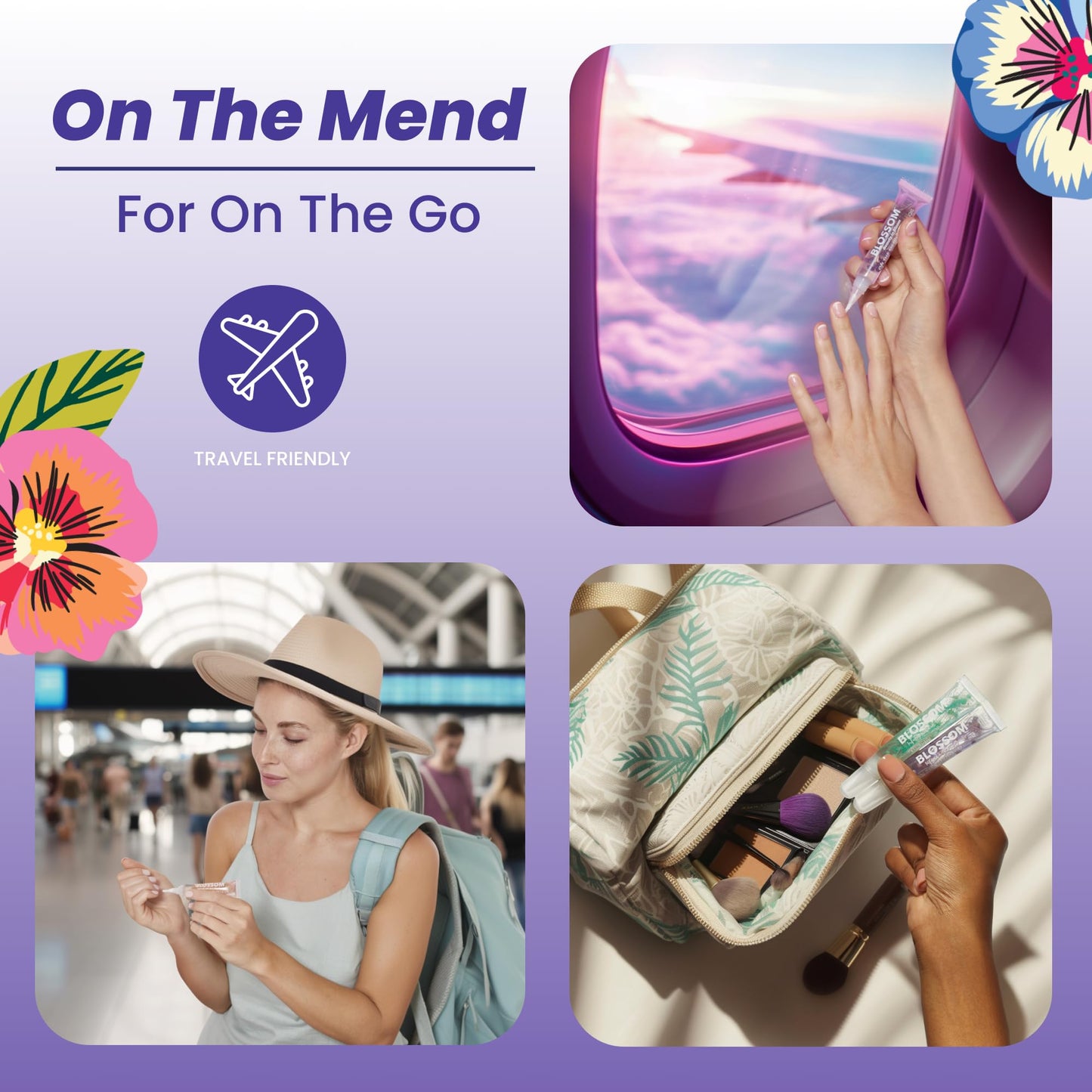 Blossom Cuticle Oil Pen for Nails, On the Mend Scented Travel Nail Oil for Growth and Strength, Infused with Real Flowers 0.34oz, Spring Bouquet