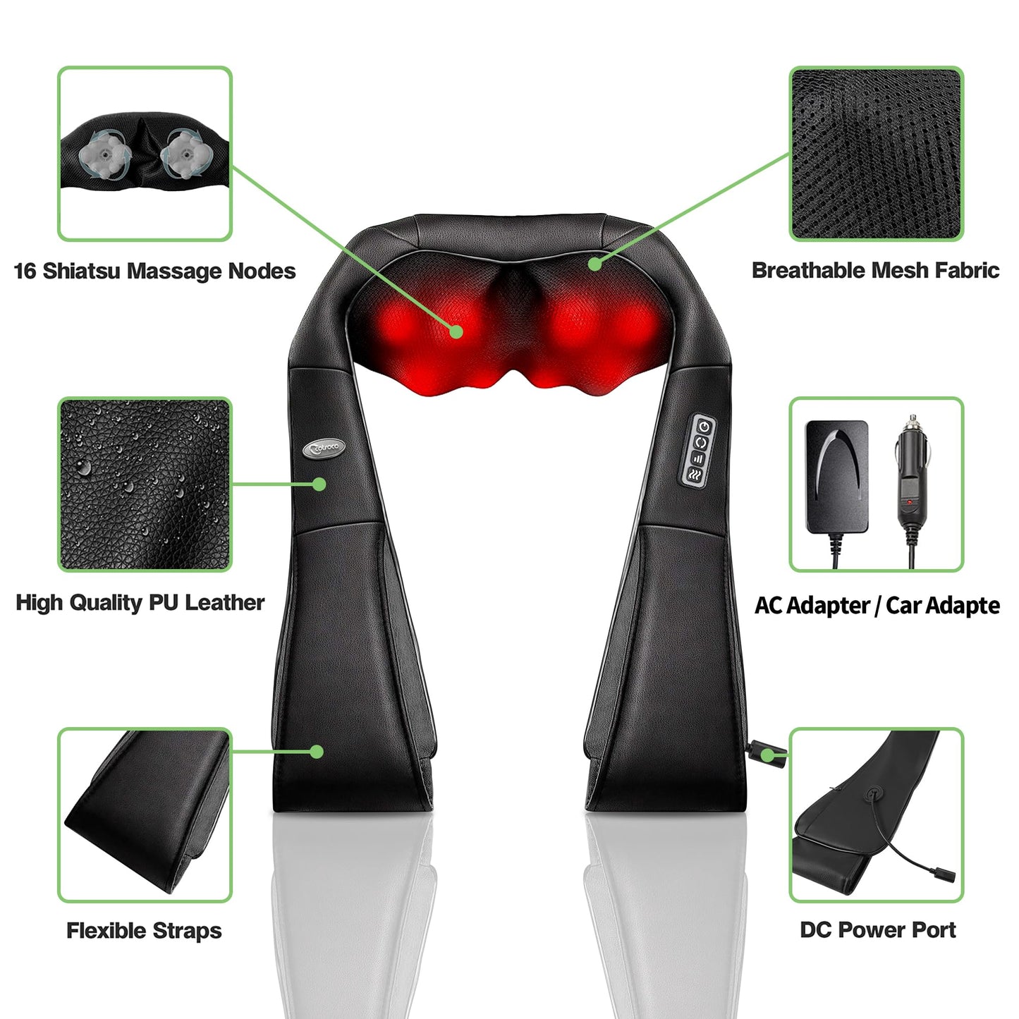 cotsoco Shiatsu Back Neck and Shoulder Massager with Heat,Deep Tissue 3D Kneading Pillow, Electric Full Body Massager for Legs,Foot,Body Muscle Pain Relief,Gifts for Mom Dad