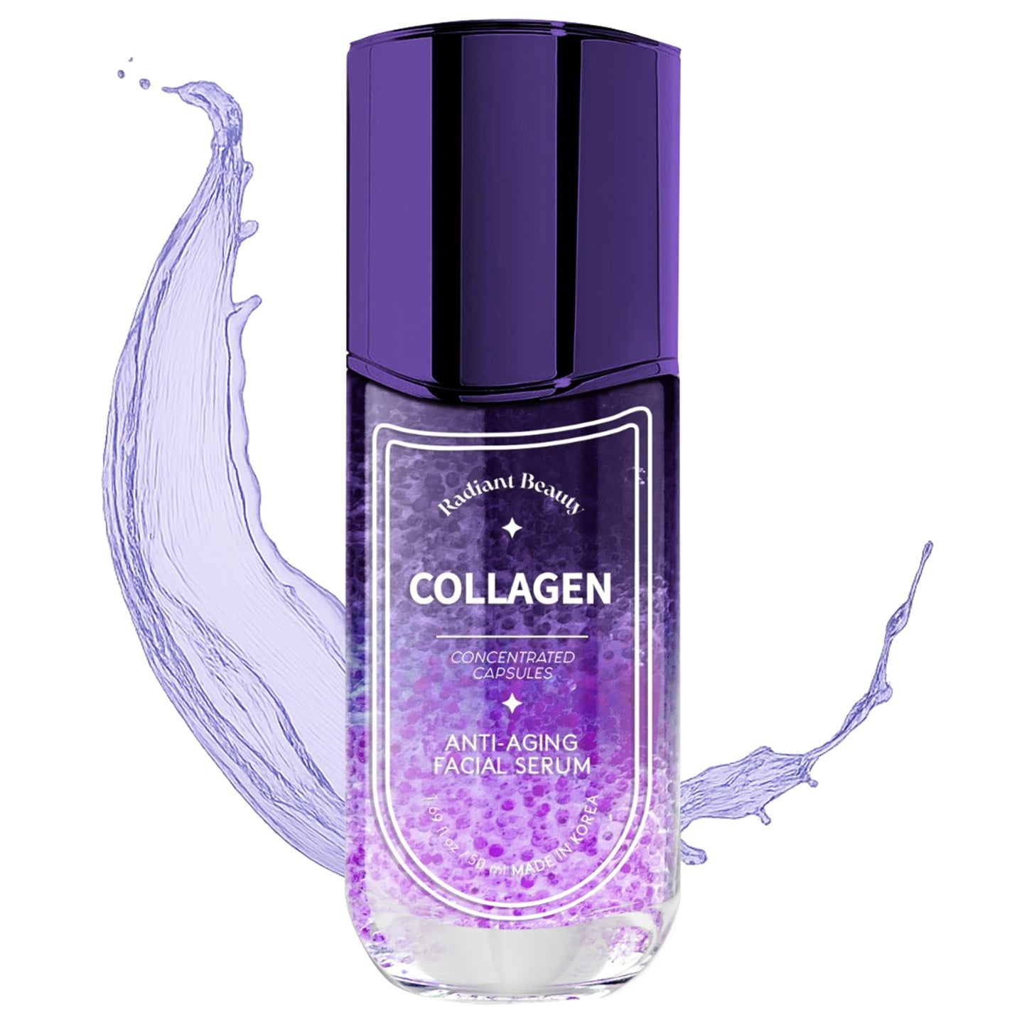 Radiant Beauty Collagen Anti-Aging Facial Serum - Deeply Moisturizing & Smoothing, Diminishes Dark Spots & Wrinkles - Dermatologist Tested, Korean Skin Care - 50mL / 1.69 fl.oz