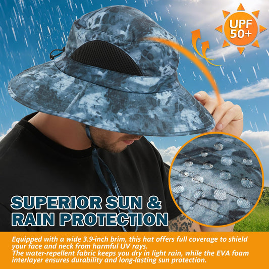 EINSKEY Wide Brim Sun Hat, UPF 50+ UV Protection Waterproof Packable Bucket Hat for Men & Women, Fishing Hiking Beach Garden