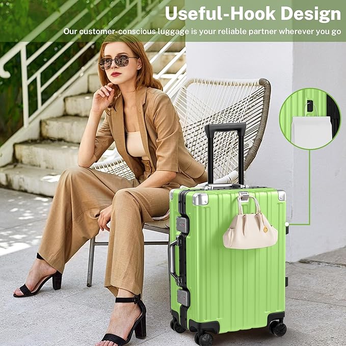 Krute Carry On Luggage 20 inch Aluminum Frame Suitcase with Spinner Wheels No Zipper Hardshell PC+ABS Luggages TSA Lock Zipperless Suitcases