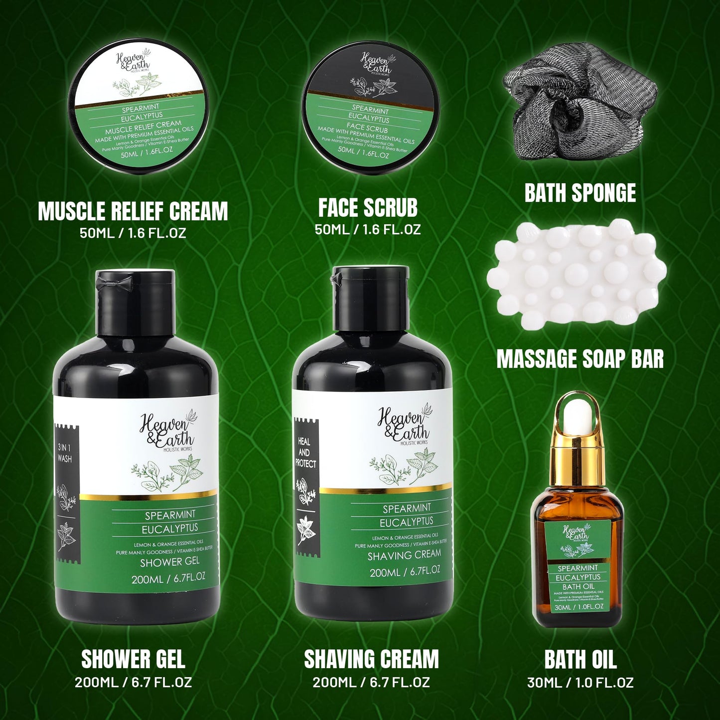 Eucalyptus Spearmint Spa Bath Set. Christmas Mint Bath Gift Basket for Men Women & Couples. Best Spa Basket for Men, Husband, Dad! (XL, Spearmint Eucalyptus)