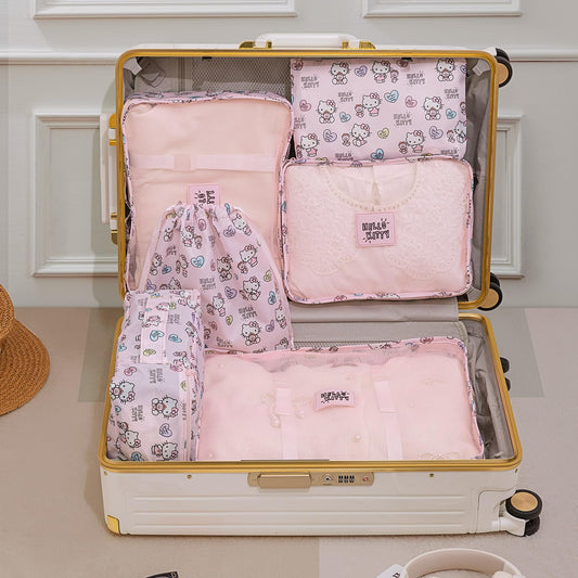 AmBealla 6 Set Travel Organizer,Packing Cubes for Travel Luggage Organizer Bags,Waterproof Pink Twill,Cute Packing Organizers for Business/Vacation,Women's Clothes Storage