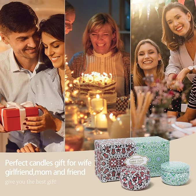 Scented Candles for Home Scented 2 Pack 2.5 oz Natural Soy Wax Candles Gifts for Women, Lavender Lemon Aromatherapy Candles Gifts Set, Portable Small Relaxing Candles Set for Spa, Bath, Yoga