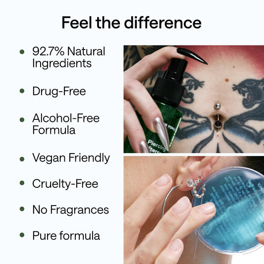 Piercing Aftercare Spray - Sterile Saline Solution for Piercings with Panthenol & Tea Tree Oil for Piercing Bumps Lip, Body, Nose Rings, & Ear Piercing Cleaner Keloid bump removal (3 Pack)