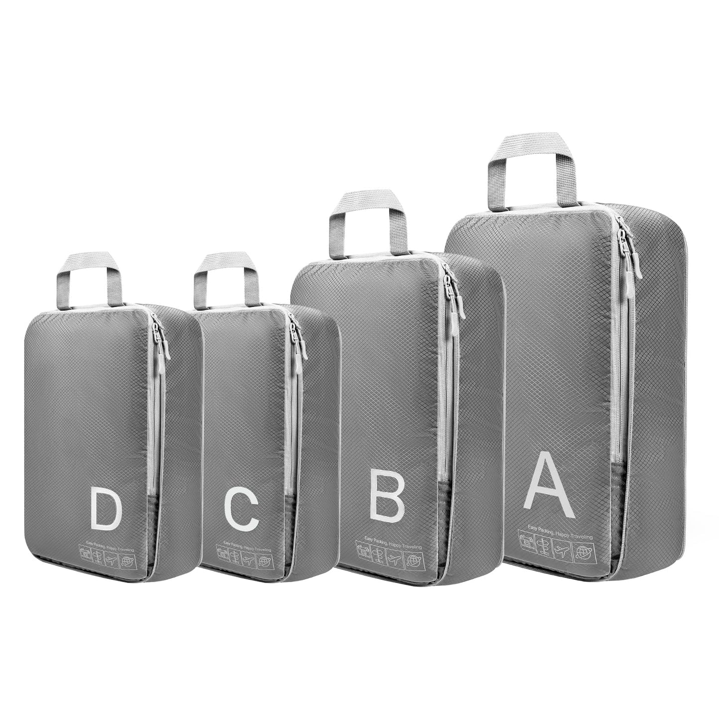 Compression Packing Cubes for Travell Fabric Packing Cubes with Smooth Zippers, Space-Saving Compression Bags for Travell, Luggage Organizers for Clothes, Shoes, and Accessories