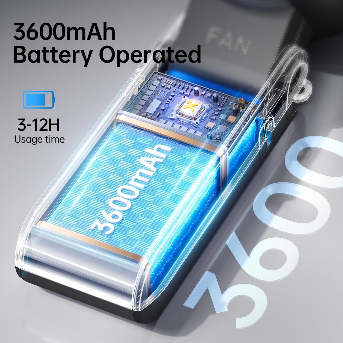 KIMMOO 3-in-1 Portable Handheld Turbo Fan-100 Speeds, 13500 RPM, 12Hrs Cooling, Digital Display, 120° Rotation, USB Rechargeable Mini Hand Held Personal Fan for Travel, Makeup, Outdoor, Indoor (Black)