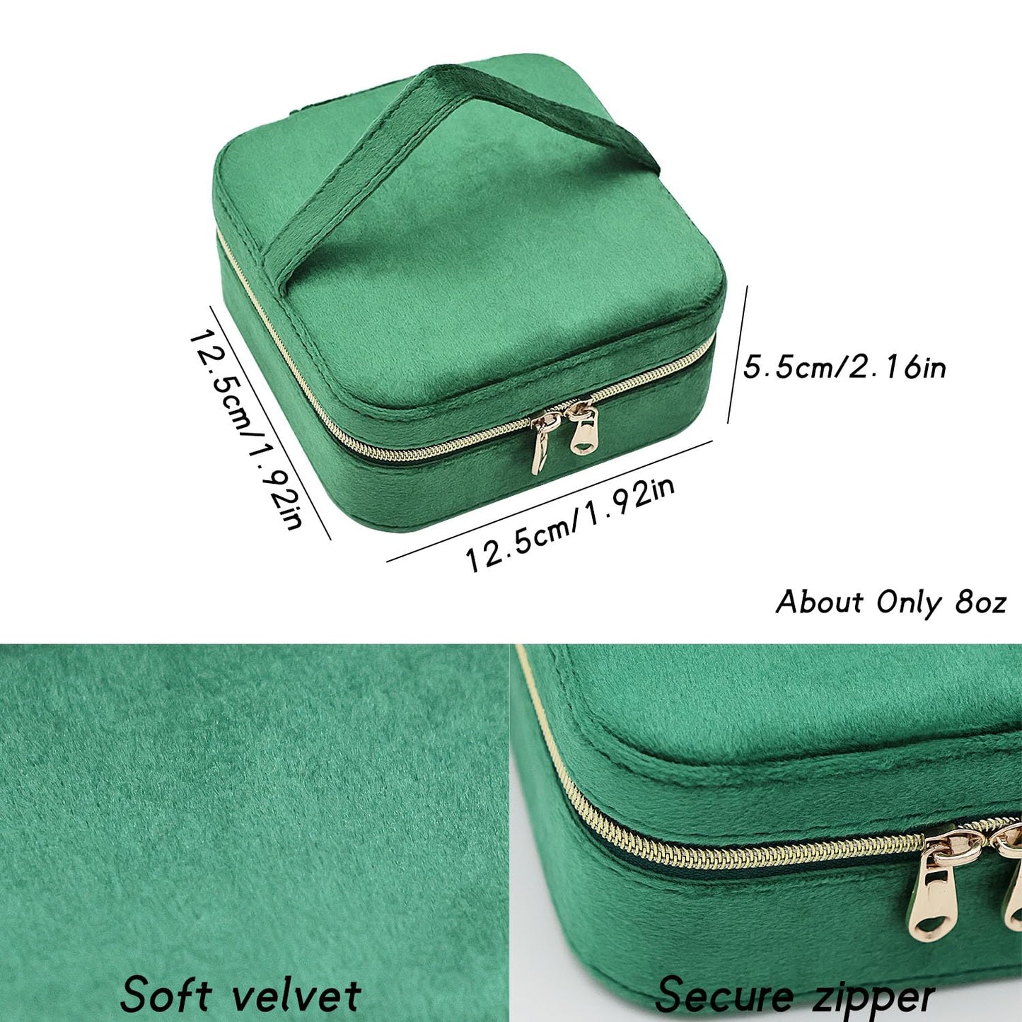 Cuifdem Travel Jewelry Case, Small Jewelry Box With Mirror, Velvet Travel Jewelry Organizer for Women, Jewelry Boxes for Women Storage Necklace Ring Earrings (Dark Green)