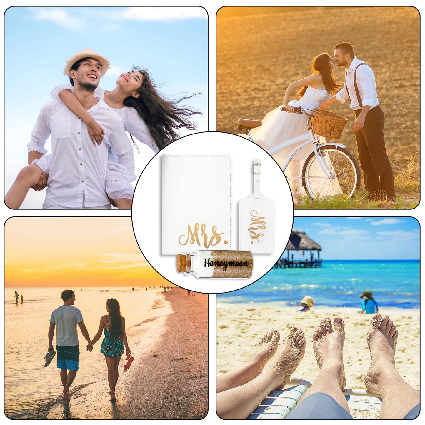 5 Pcs Mr and Mrs Passport Holder Cover Travel Luggage Tag Honeymoon Couple Gift