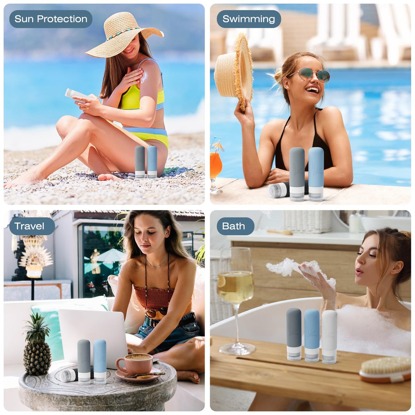 JBYAMUS 18 Pcs Silicone Bottles Set, Leak-Proof Design, Travel Size, TSA Approved for Toiletries, Portable Containers and Best Gifts for Women