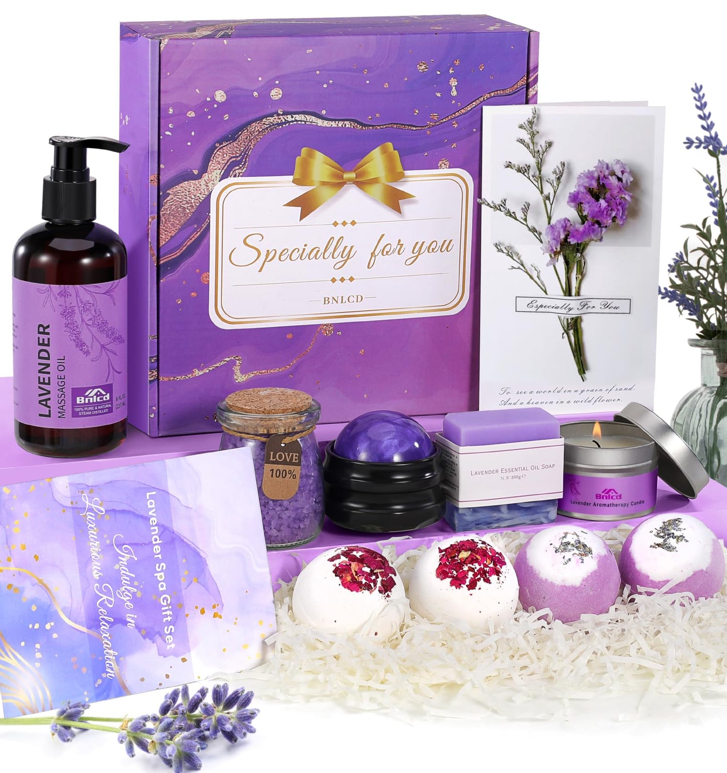 Luxury Bath Gift Set for Women, 12 Pcs Relaxing Lavender Spa Gifts for Women, Self Care Gifts For Mom Wife Girlfriend Sister - Happy Birthday, Christmas, Valentine's Day, Mothers Day Gifts