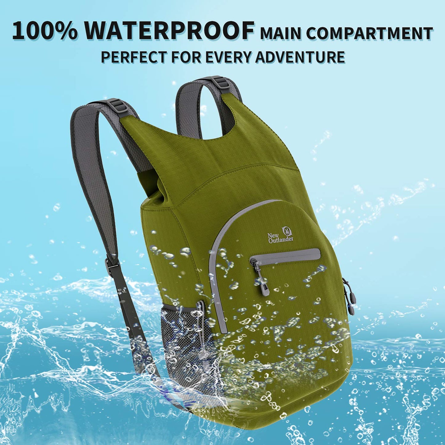 Outlander 100% Waterproof Hiking Backpack Lightweight Packable Travel Daypack(Green)