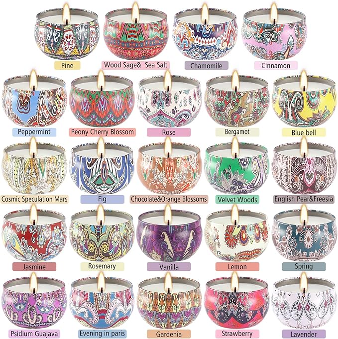 24 Pack Scented Candles Gift Set for Women, 2.5 oz Aromatherapy Candle Gift Sets for Mom,Soy Candle Set for Mother, Women, Friends and Coworkers