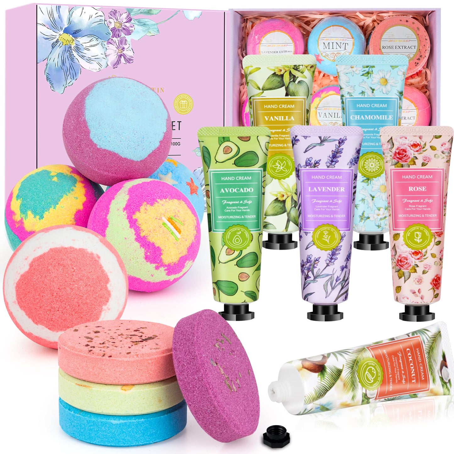 Bath Bombs for Women, Mothers Gifts Day for Mom, Relaxing Spa Baskets Gift Set, Self Care Gifts for Women, Birthday Bombs Gifts for Mom, Coworker, Teacher, Nurse