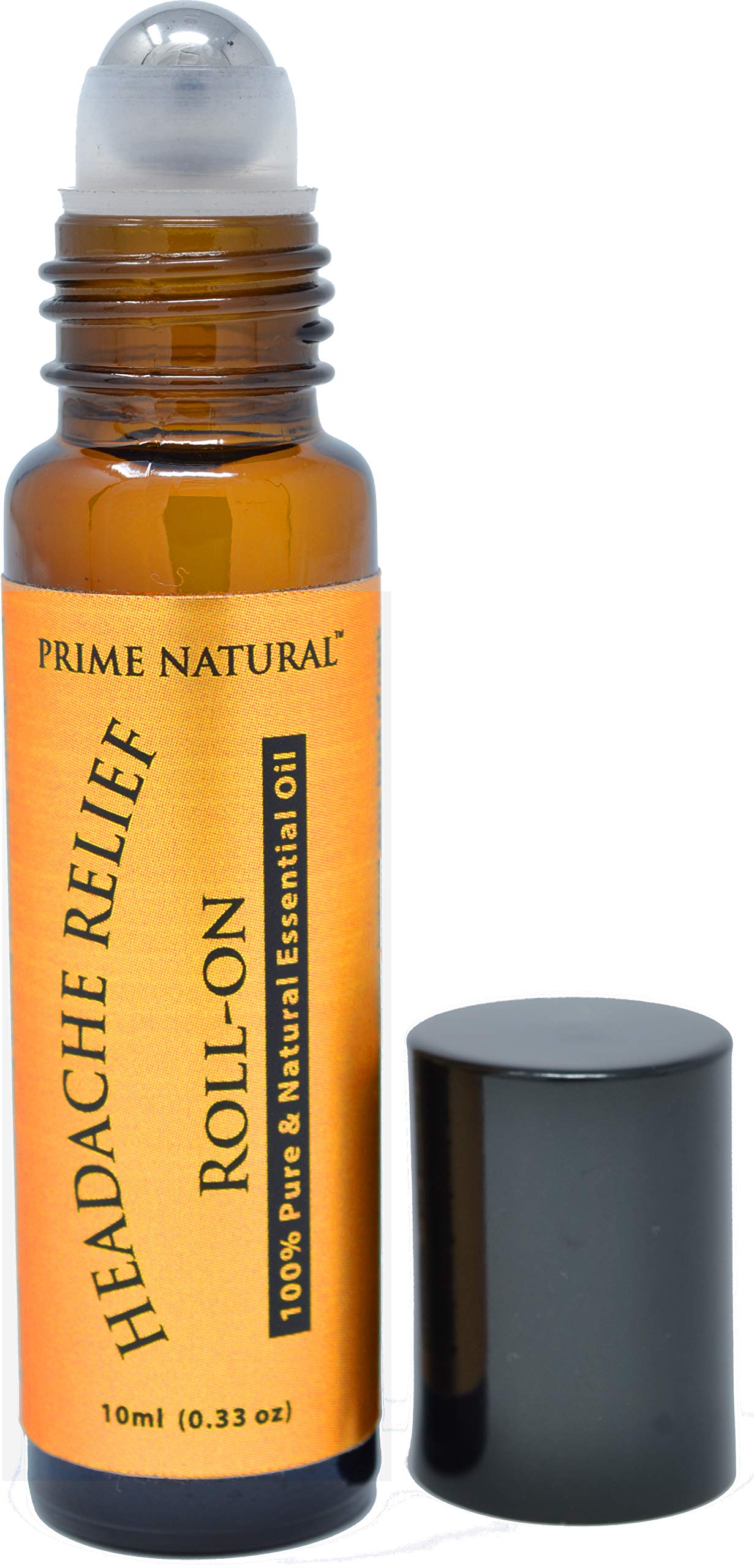 PRIME NATURAL Headache Relief Essential Oil Roll On 10ml, Pre-Diluted, Ready to Use Roller for Migraine, Tension, Calming, Soothing, Grounding, Sore Muscles, Sprain & Sleep