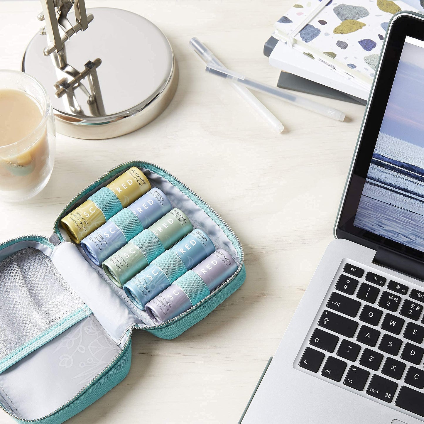 Scentered Aromatherapy Balm Stick Gift Set with Travel Pouch - Sleep, Focus, Stress-Relief, Mood Boost & Calm - 100% Natural Essential Oil Blends: Lavender, Chamomile, Rosemary, Cedarwood, Ylang Ylang