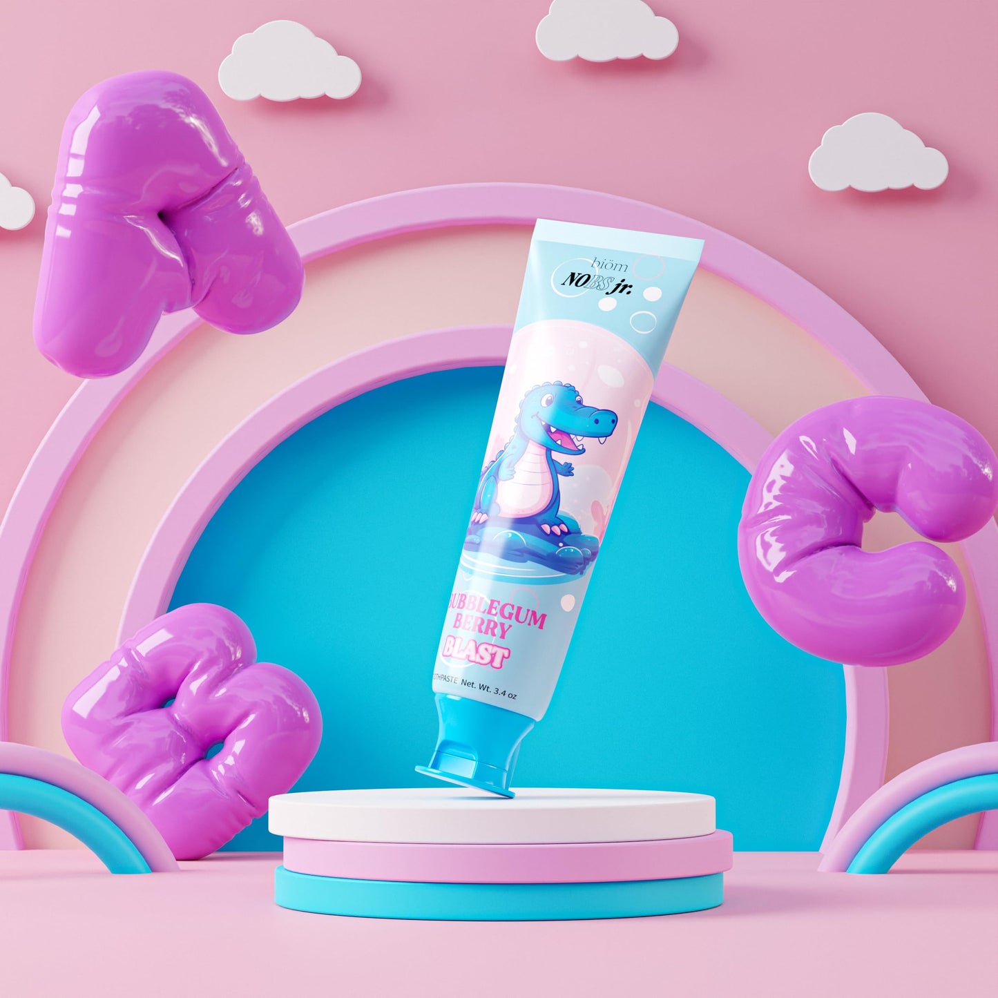 NOBS Jr. Kids Nano Hydroxyapatite Toothpaste – Fluoride Free, SLS-Free, Remineralizing - Dentist Formulated - Bubblegum Berry