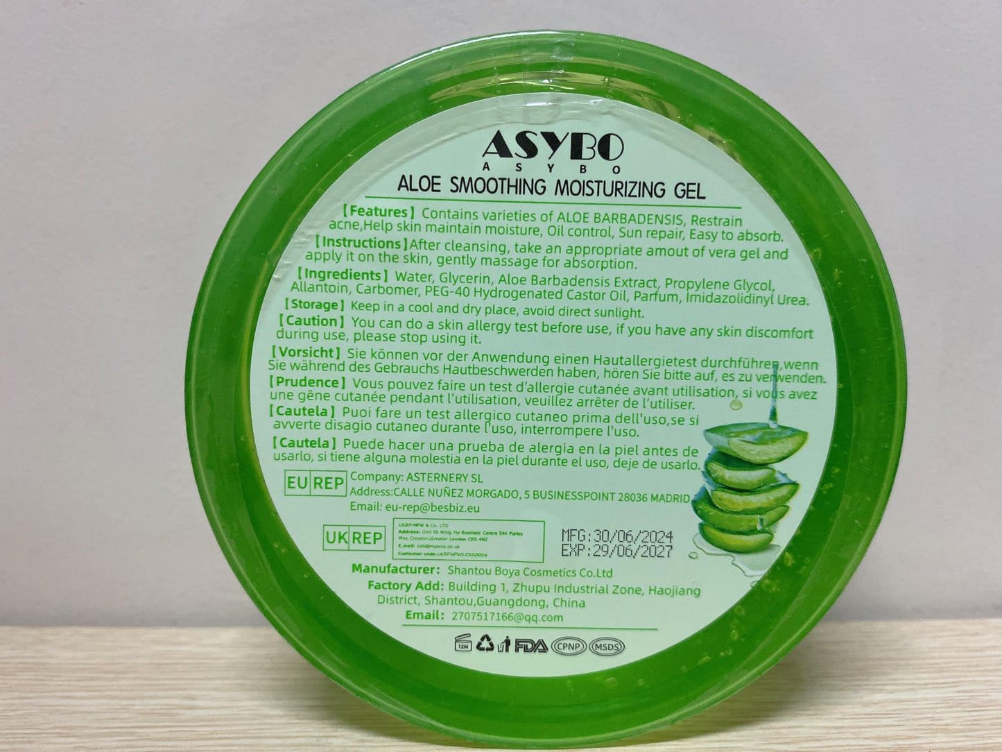 ASYBO 300x2 ML Natural Aloe Vera Gel -Organic Moisturizing Aloe Vera, Soothing and Hydrating, Sunburn and Scar Repair, After Sun Care for Face Body Hair