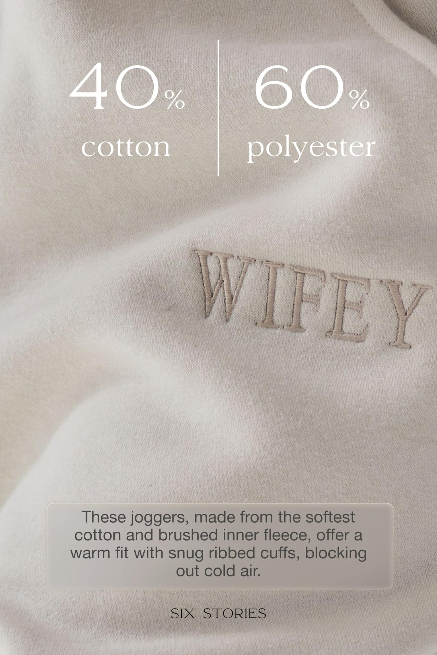 Six Stories Wifey Champagne Joggers for Cozy Honeymoon Travels | Soft & Comfy, Comfortable Lounge Sweatpants w/Relaxed Fit Ideal as Wedding, Anniversary, Valentine's Day, or Birthday Gift | Large