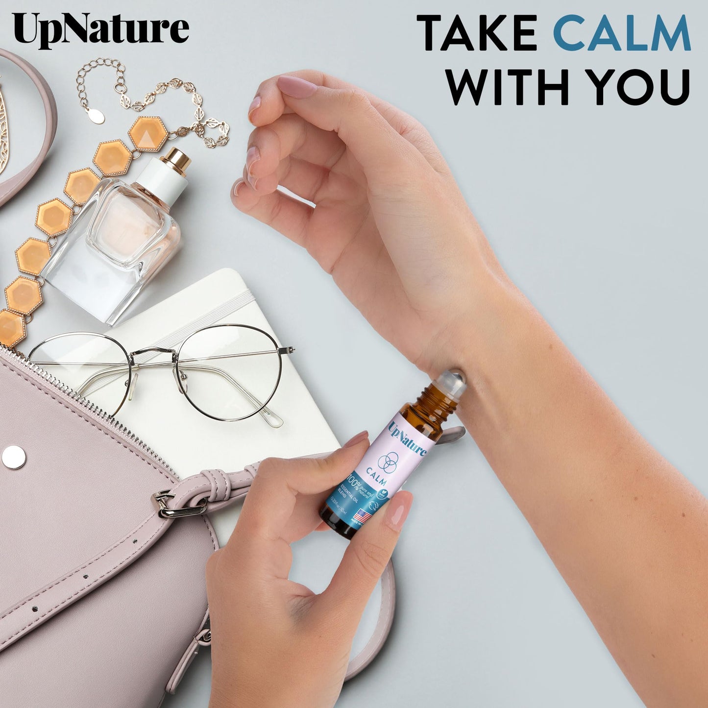 UpNature Calm Essential Oil Roll On - 100% Natural Stress Relief Aromatherapy - Relaxation Self Care Gifts for Women - Nurse Essentials