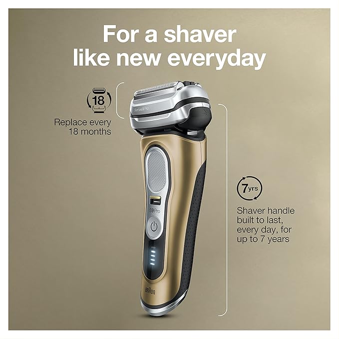 Braun Series 9 Pro 9419s Electric Shaver for Men, Wet & Dry Shave, Shaving Kit with 4+1 Head with ProLift Trimmer