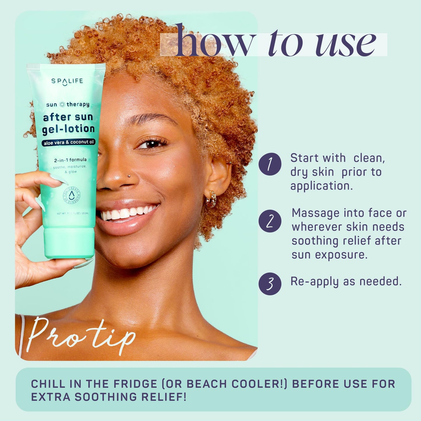 SpaLife After-Sun-Gel Lotion and Moisturizer for Sunburn Refelief - Two in One Formula, Infused with Aloe, Coconut Oil and Hyaluronic Acid - 2 Pack