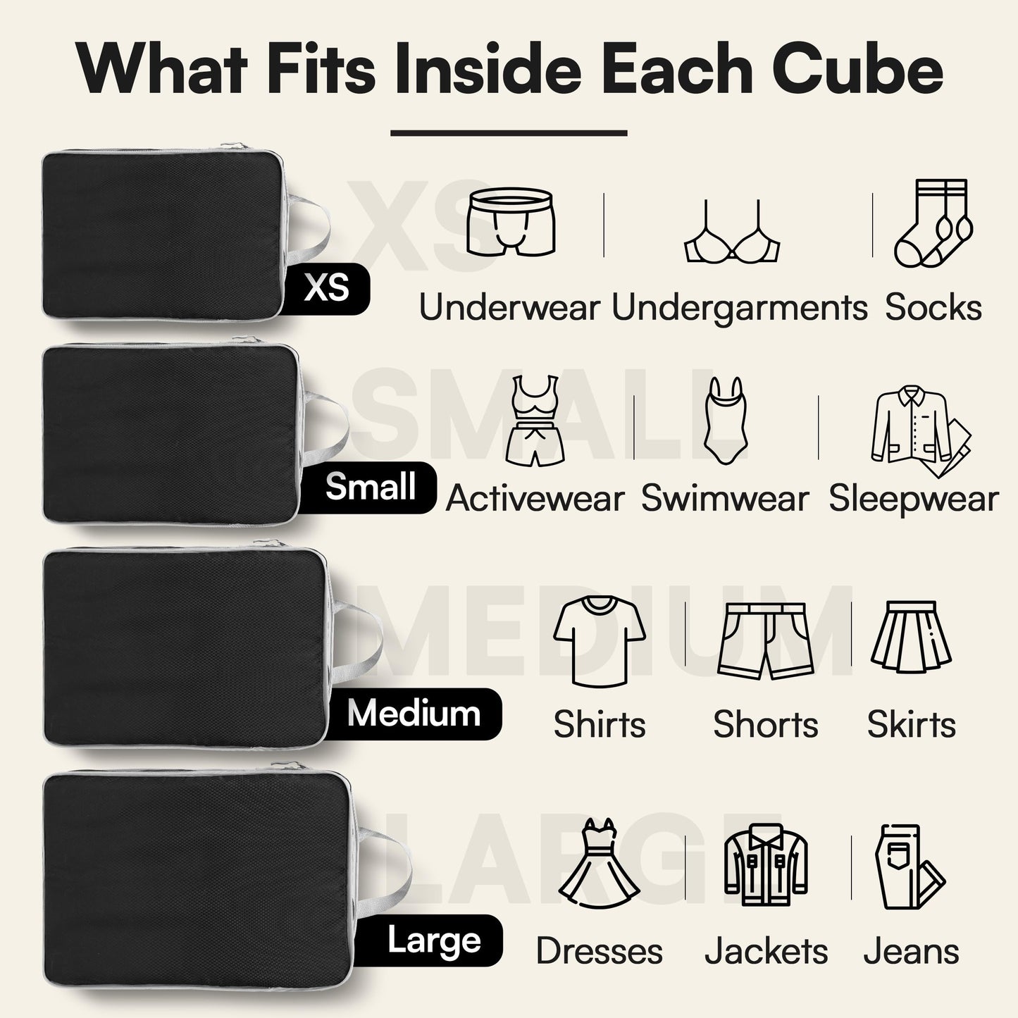 AMHARBOR Set of 6 Compression Packing Cubes for Travel - Space-Saving Luggage Organizers - Vacation Travel Essentials - Lightweight Accessories for Suitcase