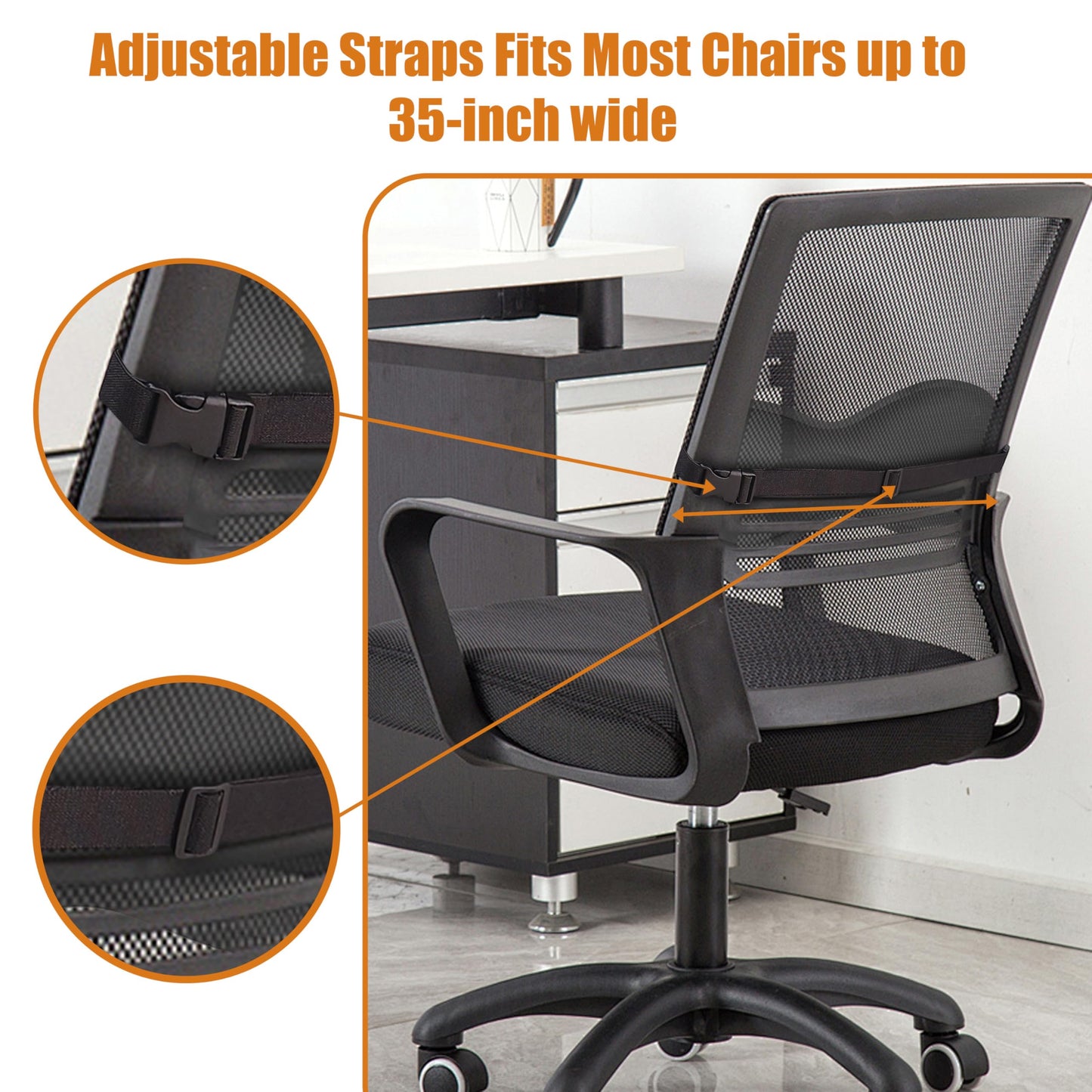 SSS·UrbanForests Inflatable Lumbar Pillow for Travel, Lumbar Support Self-Inflating for Car, Neck Pillow Inflatable Lumbar Support Travel Lumbar Pillow for car (Black)