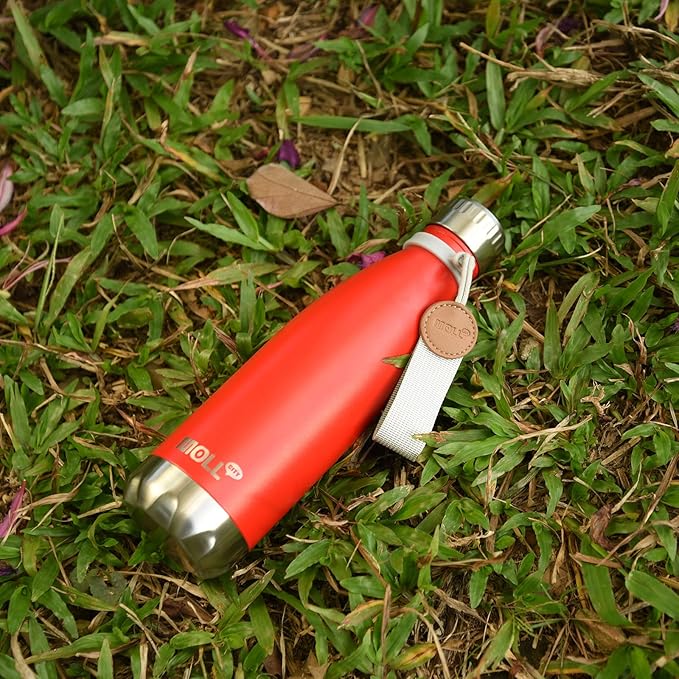 17 oz Insulated Water Bottle-Stainless Steel Vacuum Sports Water Bottle for Back to School- Cola Shape Travel Leak Proof Flask (Fire Red)