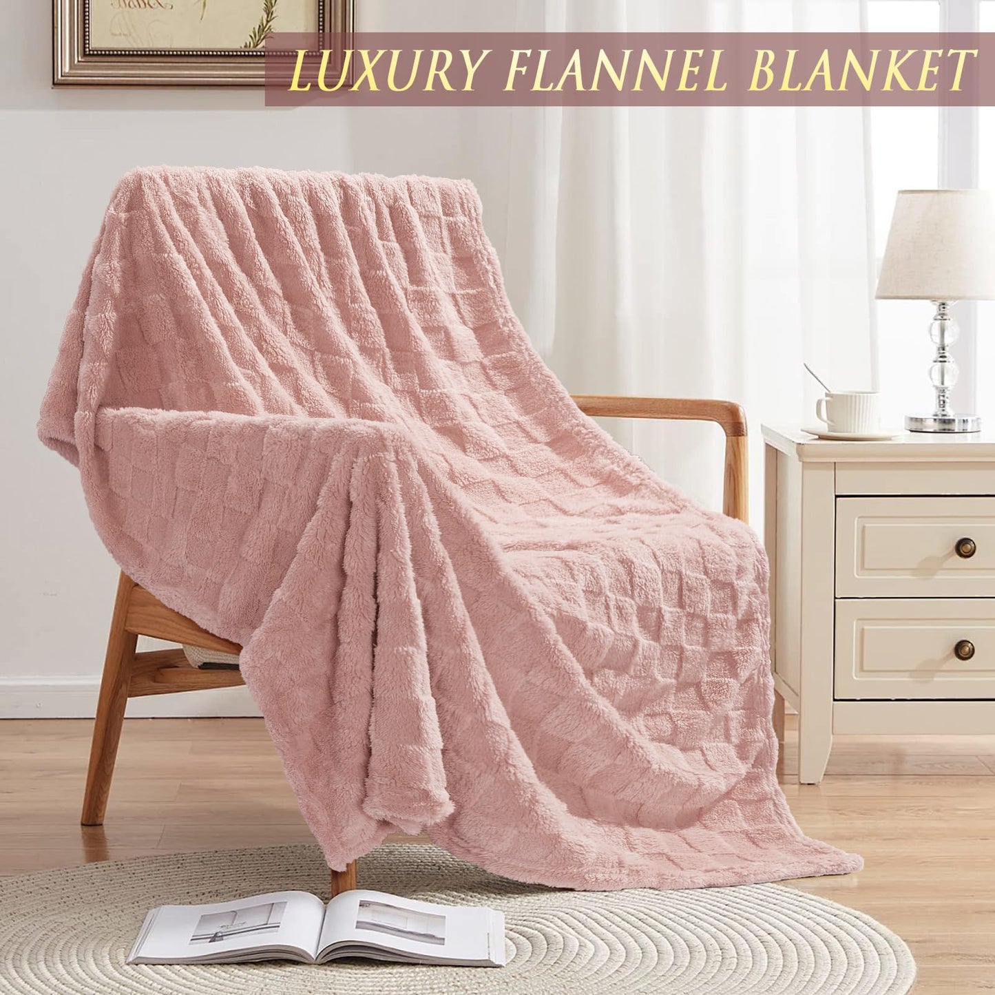 Birthday Gifts for Women, Self Care Gifts Get Well Soon Gifts Basket for Women, Rose Relaxing Spa Gifts Care Package w/ Luxury Blanket, Mothers Day Gifts for Mom Her Wife Girlfriend Friend Sister