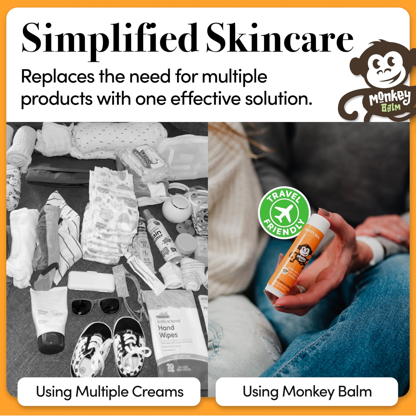 Monkey Balm All Natural Multi-Purpose Skin Solution (Safe for Babies & All Ages) Use on Dry, Cracked Skin, Irritation, Rashes, 0.6oz Healing Balm (2 Pack)
