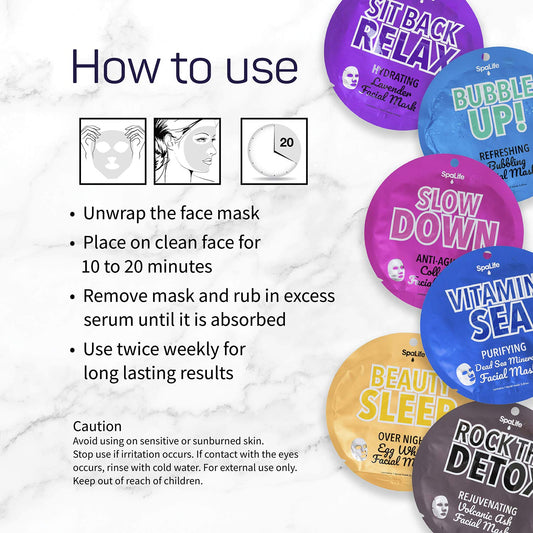 SpaLife Beauty Sleep Overnight Egg White Facial Mask 10 count