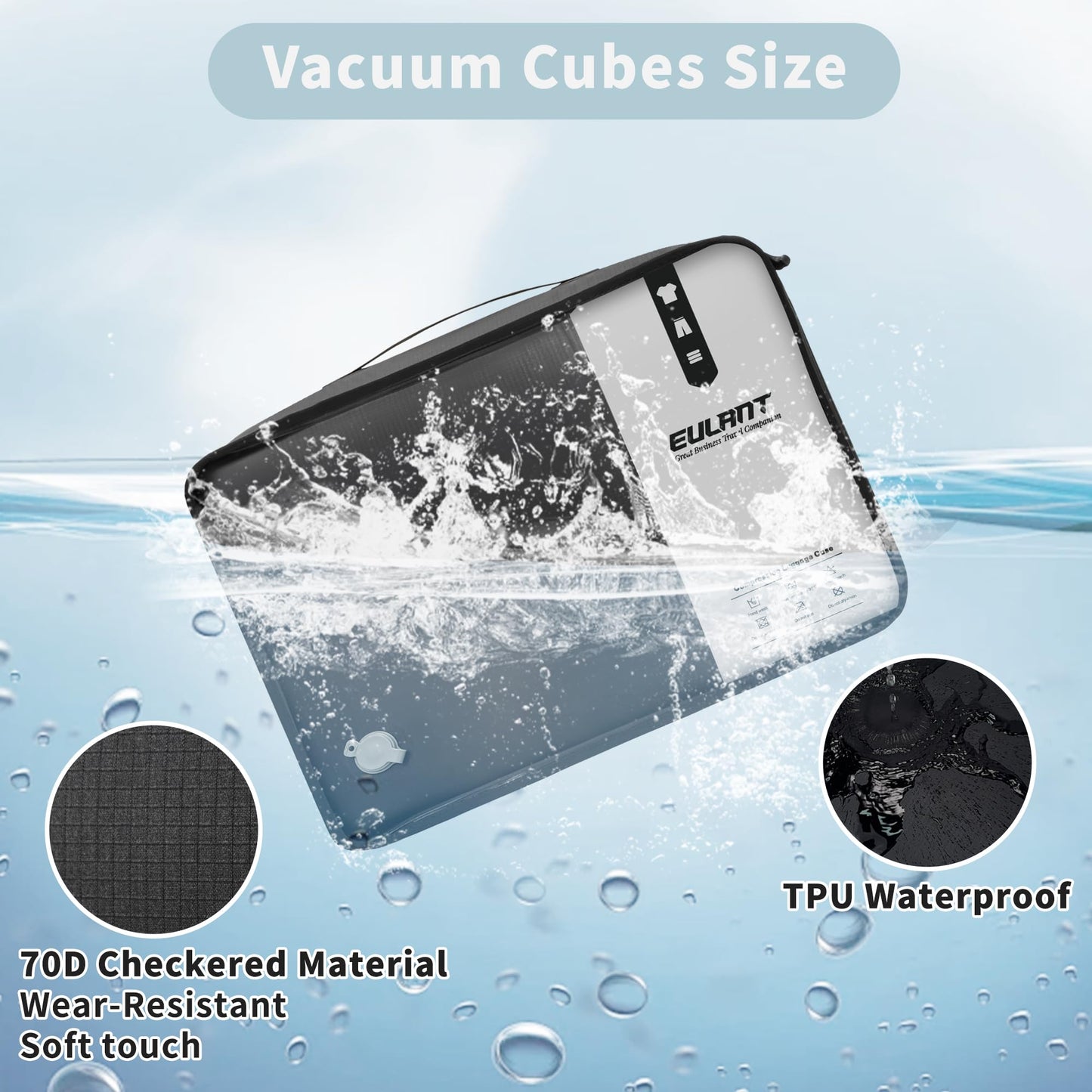 Reusable Compression Small Packing Cubes for Women Underclothes,Professional IP67 Vacuum Bags for Underwear,briefs,Socks etc.Packing Cubes for Suitcases Luggage for Travel Trip(12 inches,No Pump)