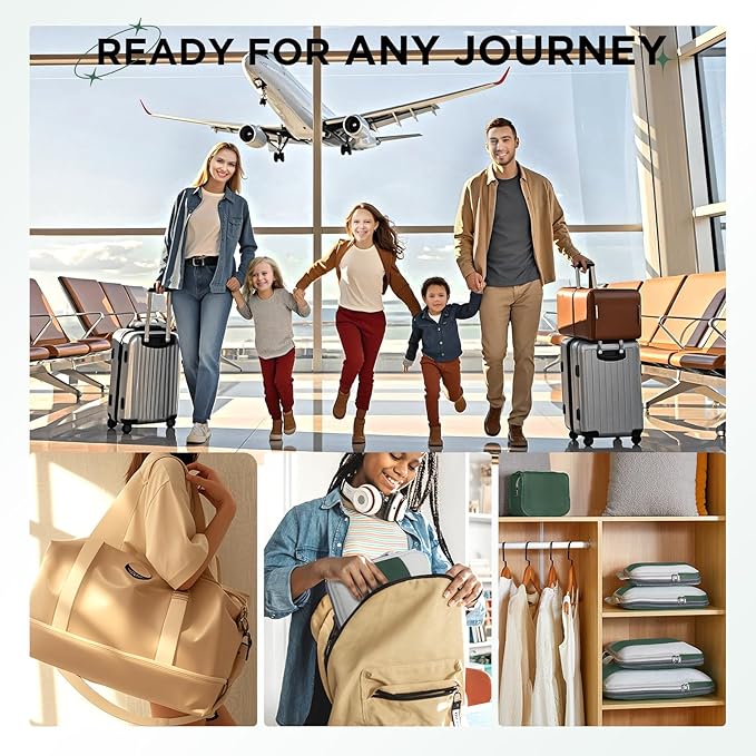 8 Set Compression Packing Cubes for Travel Essentials,Compressible Expandable Packing Cubes for Suitcase,OlarHike Luggage Organizer Bags for Travel,Handy Helper for Organizing Clothes(Dark Green)