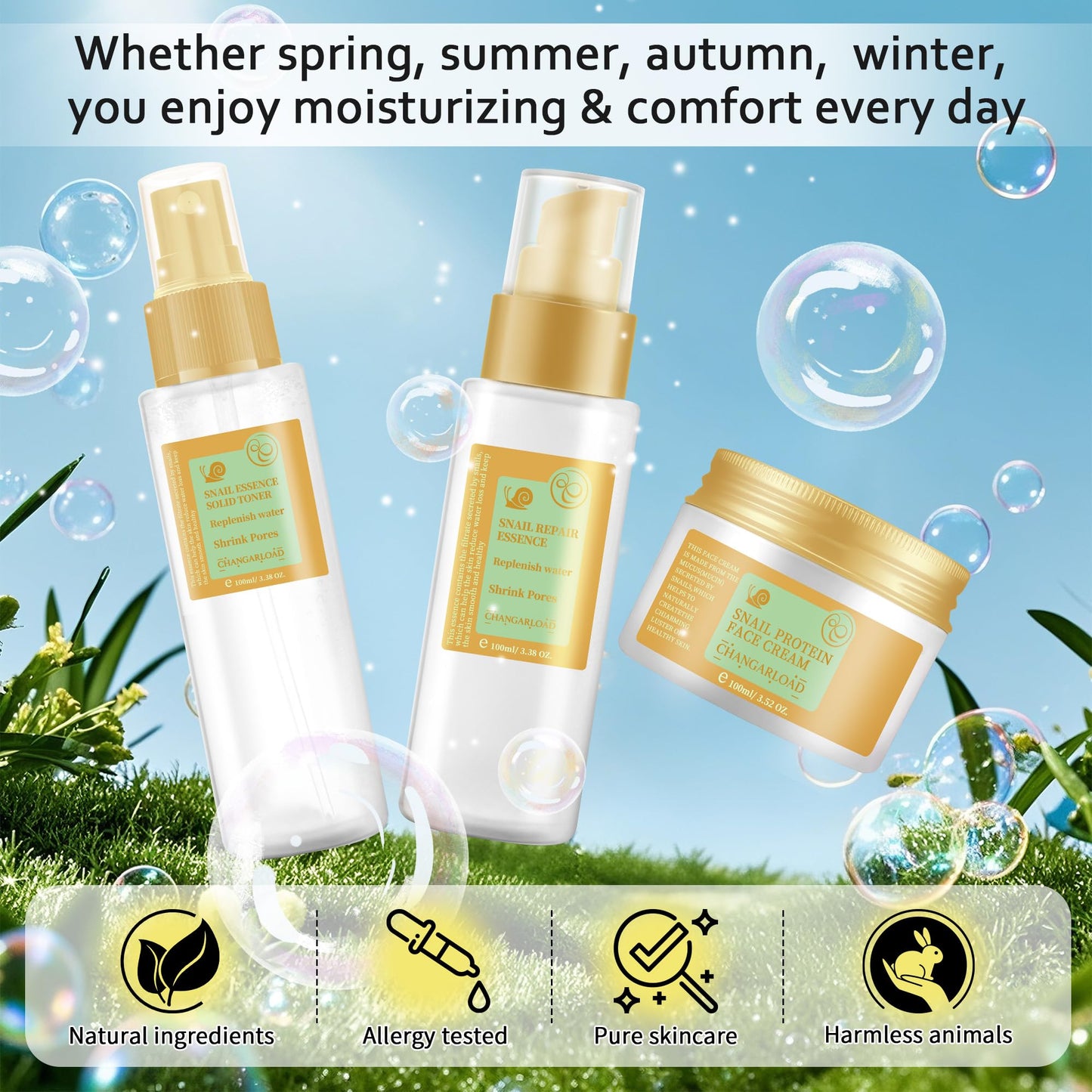 Advanced Snail 96% Mucin Power Essence Set – Korean Skincare Set for Women, Includes Snail Mucin Serum,Hydrating Toner & Face Cream, Moisturizing & Skin Renewal, 3PCS Travel Size Toiletries