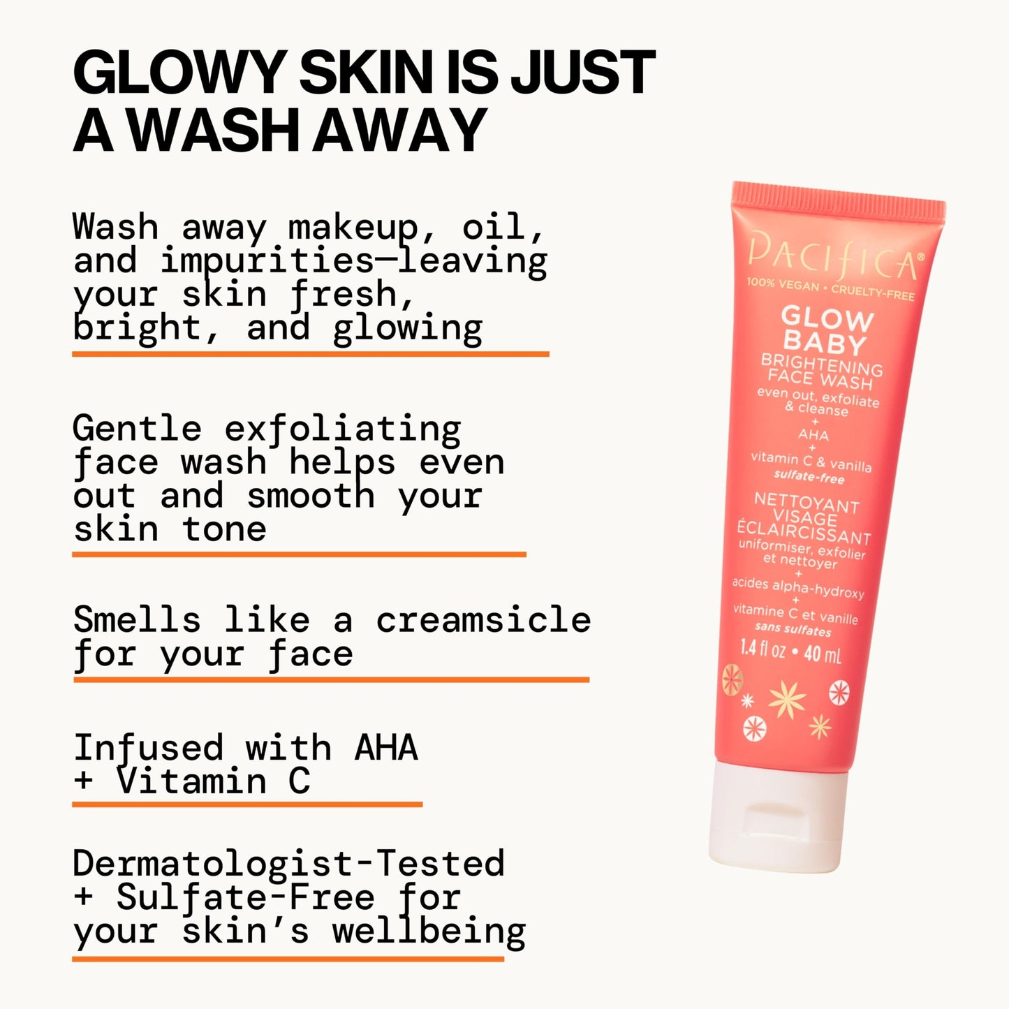 Pacifica Beauty | Glow Baby Vitamin C Trial + Value Kit | 3-Piece Skin Care Gift Set | Travel Friendly | Brightening Face Serum, Face Wash/Cleanser, Under Eye Patches | Glycolic Acid, AHA | Vegan