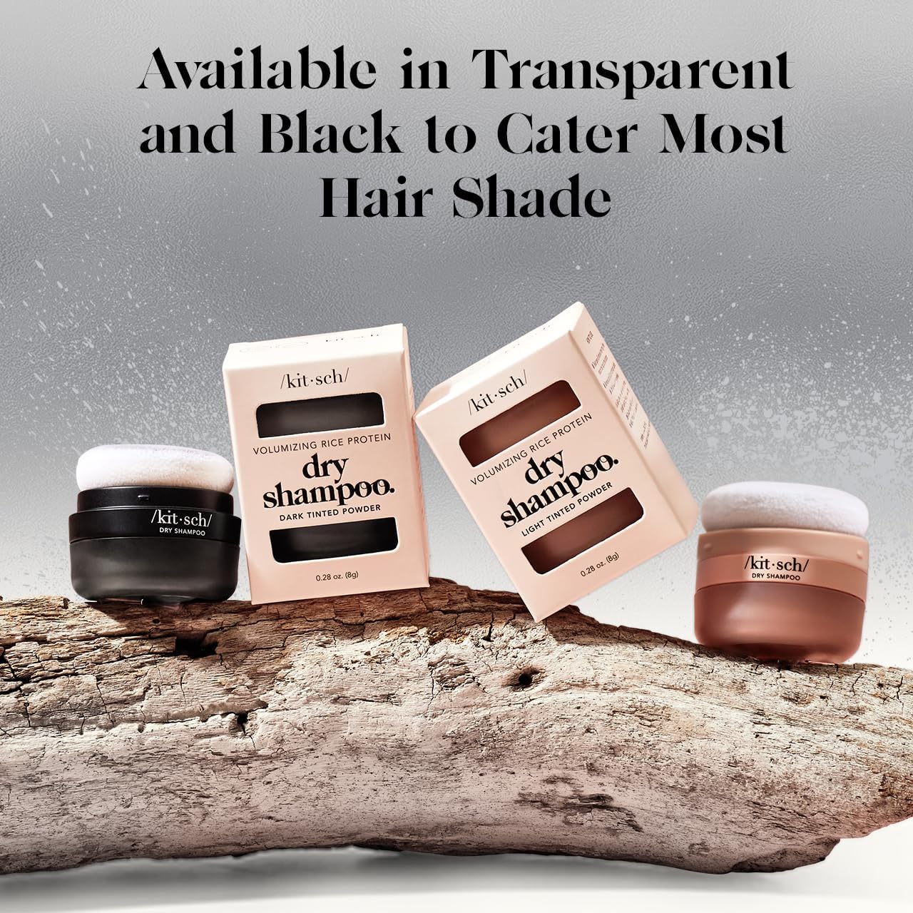 Kitsch Dry Shampoo Powder for Women & Men Dry Shampoo for Dark Hair w/Rice Protein - Unscented, Volumizing, No White Cast, Non Toxic, Non Aerosol, Organic, Paraben & Benzene Free, Travel Size - 8g