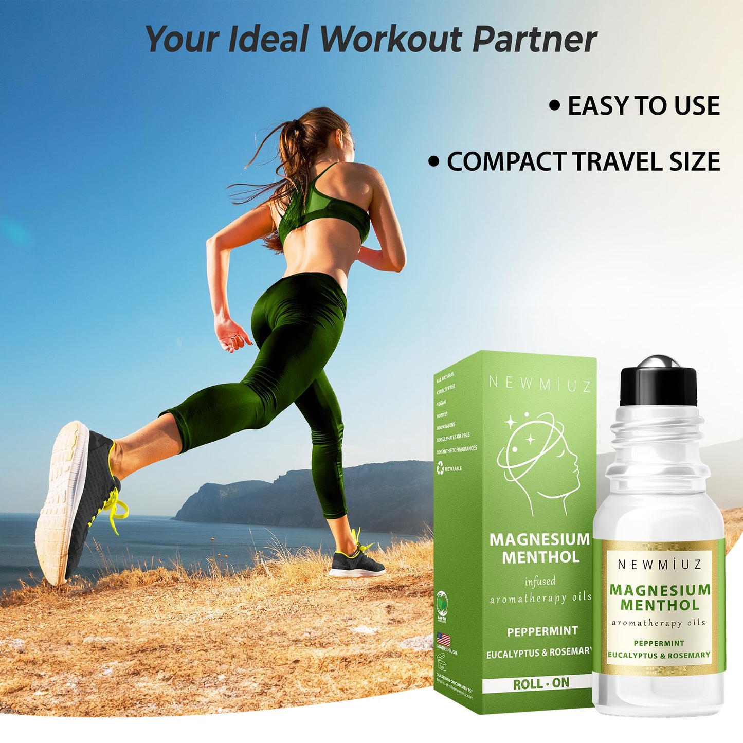 Magnesium Menthol Migraine Roll on Stick - Natural Fast Acting & Cooling Relief Peppermint Eucalyptus Aromatherapy Essential Oils for Headaches Sinus - Perfect Selfcare Gift Stocking Stuffers