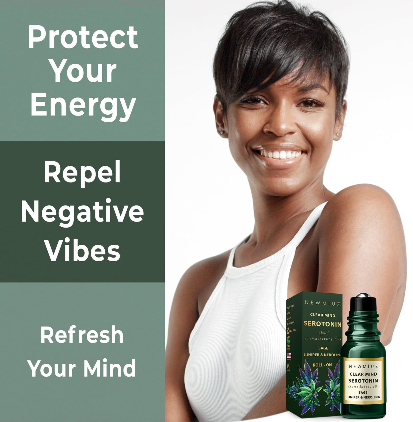 Stress Relief Roll On Essential Oil Sage Juniper Berry Spiritual Energy Clearing Protection Destress Smokeless Smudging Calm Aromatherapy Gifts Women